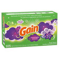 Gain, Fabric Softener Dryer Sheets, Moonlight Breeze, 105 Count