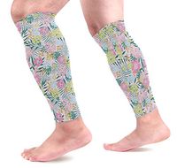 KEAKIA Hawaiian Flowers and Palms Leafes Calf Compression Sleeves Shin Splint Support Leg Protectors Calf Pain Relief for Running, Cycling, Travel, Sports for Men Women (1 Pair)