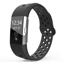 GeekSpark Bands Compatible for Fitbit Charge 2, Replacement Accessory Breathable Wristbands with Air Holes Compatible for Fitbit Charge 2 HR Black Small
