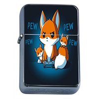 Gamer Fox Flip Top Oil Lighter Em1 Smoking Cigarette Silver Case Included