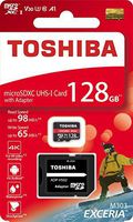 Toshiba 128GB 128G EXCERIA M303 with SD Adapter microSDXC UHS-I U3 Card 4K Class10 V30 A1 microSD micro SD Card Memory Card Read 98MB/s Write 65MB/s ( THN-M303R1280A2 )