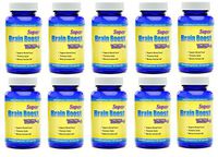 Super Brain Boost Nootropic 1554 Improve Focus Calrity Memory Concentration Contains Ginkgo Biloba St. John's Wort Bacopa Monniera DMAE 60 Capsules 10 Bottles