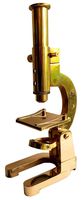 STUNNING VINTAGE SCIENCE HEAVY BRASS DESKTOP DISPLAY MICROSCOPE 17 cm 10X MAGNIFICATION