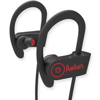Ambar Wireless Bluetooth Earphone for Workout - CVC 6.0 Noise Cancelling, IPX7 Waterproof Headphones V4.1, Stereo Effect, 8H Play Time, Compatible with Android/iPhone/Windows/MacOS (Black)