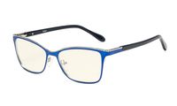 Eyekepper Computer Reading Glasses,Blue Light Filter Readers,Square Design for Women,Burnout Double Color Frame,Blue-Silver +2.00