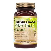 Nature's Boon Premium Quality Olive Leaf Extract 150 mg, 60 Veggie Capsules (Glass Bottle) -Standarrdized to Contain 20% oleuropien -Antimicrobial and Antioxidant Properties