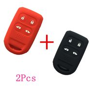 2Pcs New Red Black Protect Silicone 4 Buttons Remote Keyless Key Fob Skin Cover Case Shell Jacket Holder Key Protector for Honda Odyssey