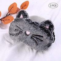 MKLZ 2 Pack Cute Cat Sleep Mask,Comfortable Soft Cotton Eye Mask for Women,Soft Plush Eye Mask,Sleeping Eye Mask for Every Nap Position-Travel/Naps/Night,Gray