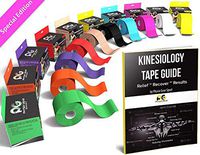 Physix Gear Sport Waterproof Kinesiology Tape 16ft Uncut Roll with 82pg EGuide - Ktapes Kinesiology Tape, Knee Tape for Knee,  Muscle Tape Kinesiology Tape for Sports Taping, Weightlifting Tape