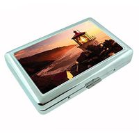 Perfection In Style Silver Cigarette Case Metal Wallet Holds 16 Cigarettes RFID Theft Protection Light House Design 005