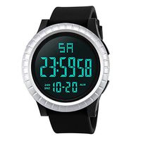 XGUMAOI Fashion Men's Boy LCD Digital Stopwatch Date Rubber Sport Waterproof Wrist Watch (White)