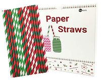 Christmas Paper Straws 85Pcs Red Green Striped for Party decorations Drinking