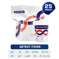 9 Panel Urine Drug Test Cup - Instant Test for 9 Drugs BZO, COC150, MTD, OPI300, THC, PCP, BUP, mAMP,ETG with Prevent Cheating Strips (Pack of 25)