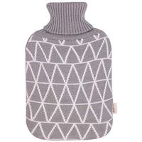 HomeTop Large 2 Liter Soft Classic Diamond Check Hot Water Bottle Knit Cover - ONLY Cover (2 L) (Gray)