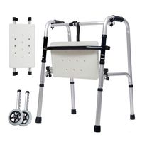 Luckya Crutches Walker Elderly Disabled Aluminum Double Handrails Walking Wheels Bathing Boards Auxiliary Lower Limbs Four Feet 47cm×52cm×73cm Non-Slip Walking Stick with Hospital
