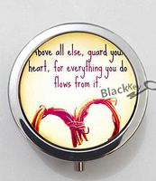 BlackKey Above All Else Guard Your Heart 3-Compartment Decorative Pocket Gift Box Case Organizer for Pill, Color 1 -1115