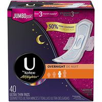 U By Kotex 980782 Allnighter Overnight Ultra Thin, 40 Pads