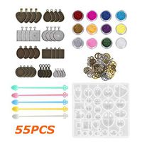 Xisheep Easter Day Home Décor ， DIY Crystal 55 Pieces of DIY Crystal Epoxy Glue Kit Bangle Pendant Jewelry Silicone Mold Home DIY - Multicolor