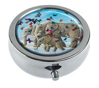 Top A Butterfly Custom Personalized Round Pill Box Decorative Box Vitamin Container Pocket Or Wallet (Butterfly-10)