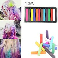 Putars Women Sexy Colorful 12 Colors Disposable Fluorescent Crayons Hair Coloring Rod Hair Coloring Chalk