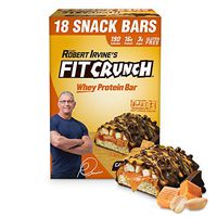 FITCRUNCH Snack Size Protein Bars | Designed by Robert Irvine | World’s Only 6-Layer Baked Bar | Just 3g of Sugar & Soft Cake Core (18 Snack Size Bars, Caramel Peanut)
