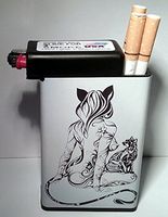Cigarette Case Cat Woman with Built on Lighter Holder Box Kings 100's ryo
