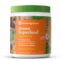 Amazing Grass Green Superfood Immunity: Organic Vitamin C (1,000mg), Mushrooms and 7 Greens, 1 Full Serving of Fruits and Veggies per Scoop, Tangerine Flavor, 30 Servings,7.4 Ounce (1 Count)