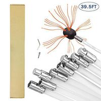 DECFLO Chimney Cleaning Brush Kit,39.5ft Electrical Rotary Drill Drive Chimney Sweeping Cleaning Tool Kits with Nylon Flexible Rods (12 rods)