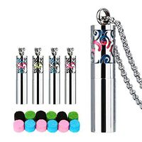 Essential Oil Diffuser Necklace, Stainless Steel Whistle-Shaped Pendant Locket with 10 Reusable Felt Pads