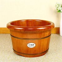 Foot tub- Round-Edge Foot Bath Barrel with Lid Solid Cedar Wood Foot Basin Tub Bucket for Foot Bath Soak Thermal Insulation Wooden Basin (Size:Diameter 39cm * Height 25cm), 25 High Round Buckets