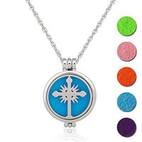 Essential Oil Diffuser Necklace Aromatherapy Fragrance Cross Christ Pendant Aroma Felt Pads Surgical Solid Locket