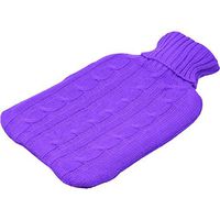 Harbour Housewares Full Size Hot Water Bottle, 2L - with Soft Knitted Cover - Purple