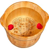 JTYX Wooden Foot Basin Massage Home Feet Bath Barrel All Round Stimulation Points,Color1,40X27CM