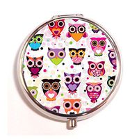 Owl Custom Fashion Round Pill Box Medicine Tablet Holder Wallet Organizer Case for Pocket or Purse