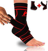 Ankle Brace Compression Sleeve with Removable Strap to Stabilize, Protect and Relieve Pain from Tendon Injuries and Plantar Fasciitis (Black/Red, L)