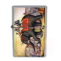 Wind Proof Dual Torch Refillable Lighter Vintage Poster D-200 Circus Elephant Performing