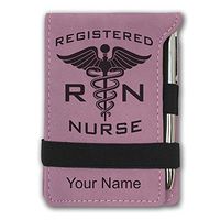 Mini Notepad, RN Registered Nurse, Personalized Engraving Included (Pink)