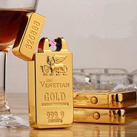 New USB Rechargeable Dual Arc Flameless Windproof Plasma Electric Lighter Lion Gift