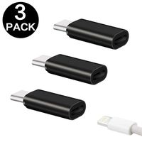 YMH USB-C Adapter iOS Cable (Female) to USB Type C (Male), Data Sync and Charging Compatible with Galaxy S10 S9 S8 Plus Note 9 8, Moto Z Z2, LG V30 V20 G5 G6, Google Pixel 3 XL 3 Pack (Black)