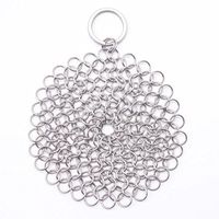 Round Stainless Steel 316 Cast Iron Cleaner Brush Scrubber for Cast Iron Pan Cast, Cooking, Camping or Travel,Tuscom (4×4'')