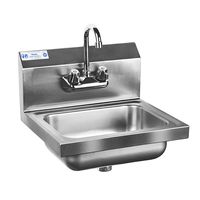 Stainless Steel Sink for Washing with Faucet NSF, Commercial Wall Mount Hand Basin for Restaurant, Kitchen and Home, 17 x 15 Inches