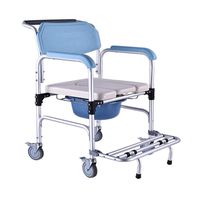 L&QQ Transport Wheelchair Commode,Shower Chair with Toilet Style Seat and Cover with Padded Arm Rests for Elderly,Disable