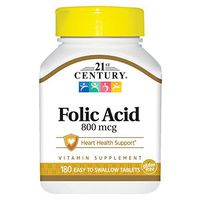 21st Century Folic Acid 800 mcg Tablets, 180-Count (Pack of 2)
