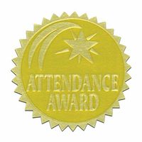 Self-Adhesive 1 3/4" Gold Foil Stamped Certificate Seals - Attendance Award - 216 Total!
