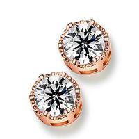 Goober Liu Circular Fashion Crystal Earrings,Zircon-Gemstone Eardrop, 1 Pair (Rose Gold)
