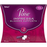 Poise Impressa Bladder Supports, Size 2 - 2 Packs of 10 each (Total 20 Tampons)