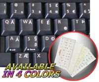 ENGLISH US INTERNATIONAL KEYBOARD STICKERS WITH WHITE LETTERING TRANSPARENT BACKGROUND