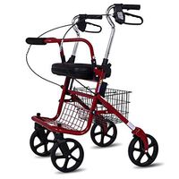 Drive Medical Rollator Walker with Seat, Backrest,Wheels and Shopping Basket,Lockable Brakes Brushed Steel,for Elderly, Seniors, Handicap, Disabled,Red