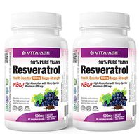 Vita-Age Certified 99.9% Purity 500mg Trans Resveratrol & 10mg Piperine 60 Count (2PACK) - Perfect Match for NMN