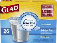 Glad Small Trash Bags with Odor Shield, 4 Gallon 26 bags (Pack of 2)